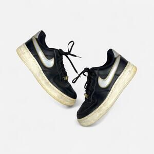 Nike air force 1 AF1 sneakers black silver gold leathery - size women’s 5.5